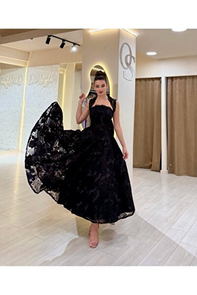 Rahibhdresses Classic Lace midi dress - black