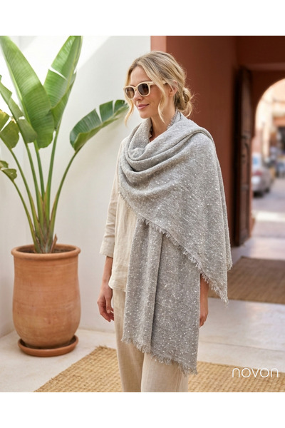 novon Ultra Premium Toscana Wool Blend Wool-Cotton Blend Shoulder Shawl (200 ...