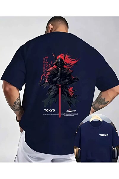 ORVIO Group Men's T-Shirt, Samurai Print, Relaxed Fit, Tokyo Theme, Everyday ...