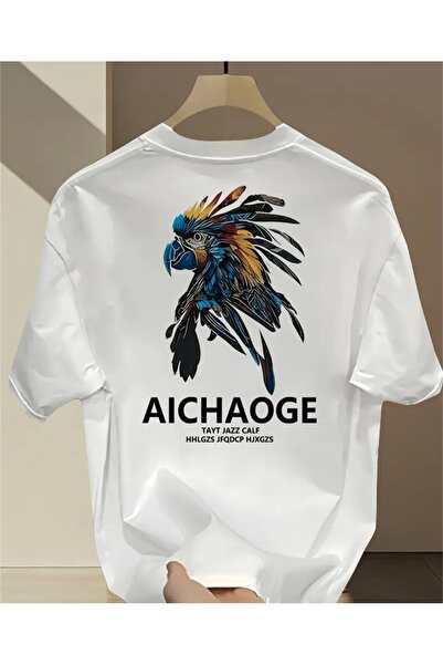 ORVIO Group Stylish Parrot Printed Cotton T-Shirt Daily Casual Modern Style M...