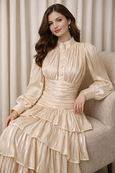 LATEANA Women's soft crinkle layered dress