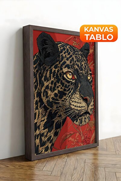 Postifull Wall Art, Luxury Brown Framed Canvas Art, Ritual Series, Leopard Pa...