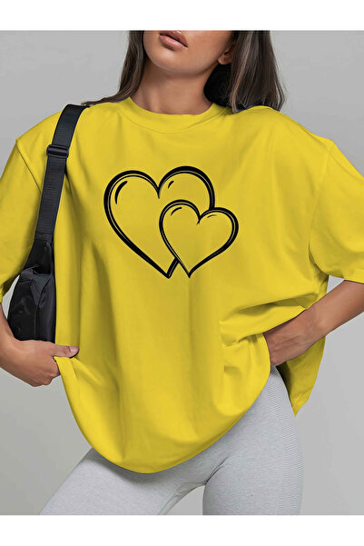 Sweet Cotton Kalip Printed Oversize Cotton Crew Neck T-Shirt