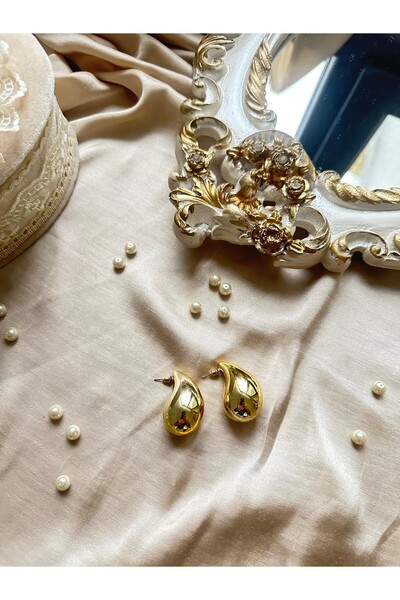 Çelik Gold Damla Model Kadın Küpe