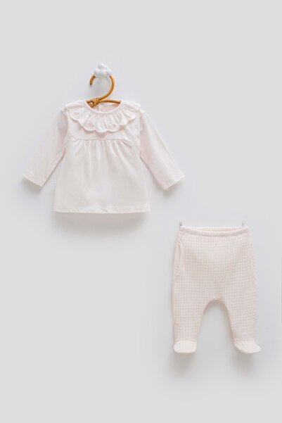 Caramell Only Flowers Ruffled Collar Top and Bottom Set Pink