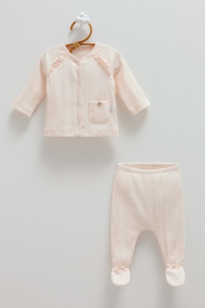 Caramell Beauty Girl Cep Detailled Ribbed Top and Bottom Set Pink