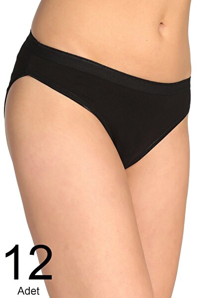 Tutku Women's Black 12-Pack Bikini Panties Elf568T0635Ccm12-Black-S