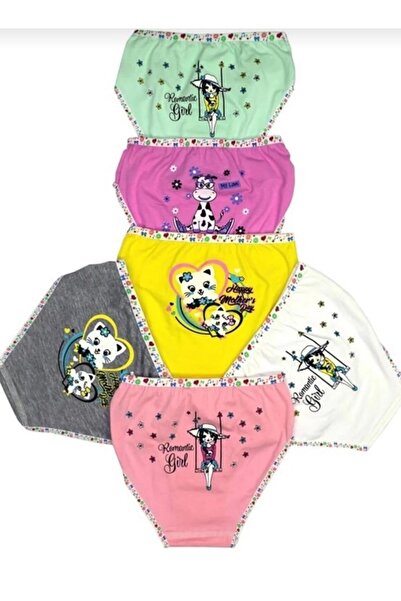 Tutku 0833 Girls' Patterned Panties 6 Pieces-Assorted-9-10 Years