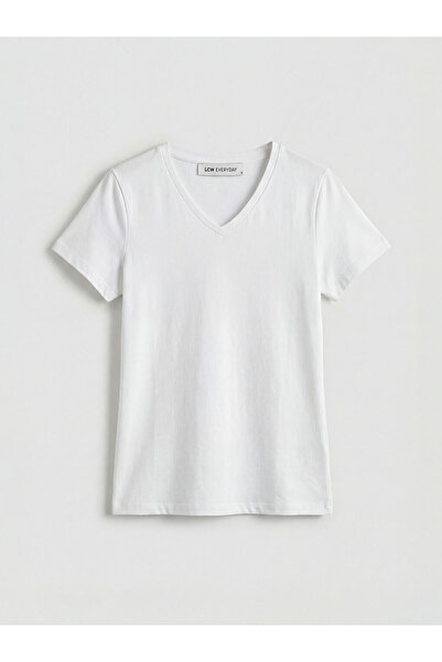 LC Waikiki New season from gulis gi̇yi̇m white v-neck women's t-shirt