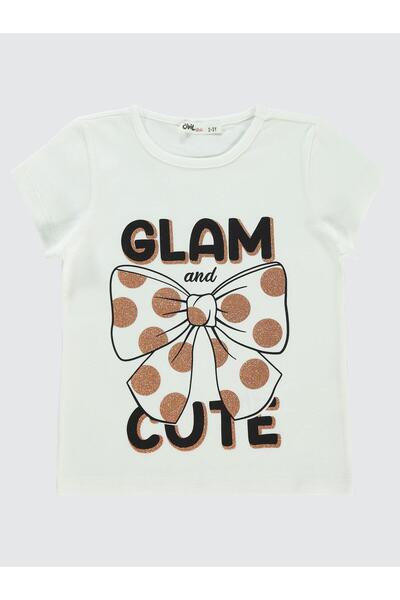 Civil Girls Tricou cu imprimeu fundă pentru copii 2-5 ani - Ecru 4-5 ani