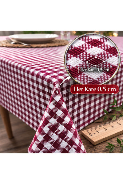 serelya مفرش طاولة منقوش باللون الأحمر الداكن، مفرش نزهة منقوش باللون الأحمر ...