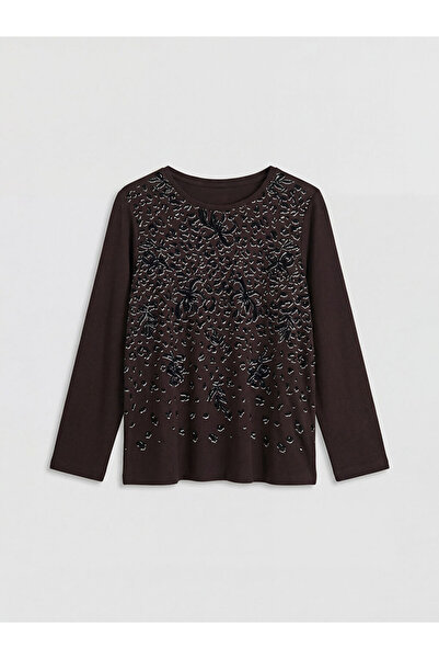 LC Waikiki ΝΕΑ ΣΕΖΟΝ ΑΠΟ ΤΗΝ GÜLİS GİYİM Καφέ T-shirt με λαιμόκοψη ποδηλάτου ...