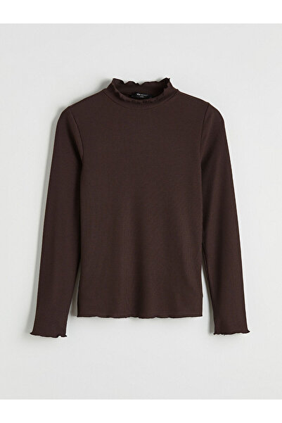 LC Waikiki ΝΕΑ ΣΕΖΟΝ ΑΠΟ ΤΗΝ GÜLİS GİYİM Καφέ Μπούστο με βολάν ψηλός λαιμός ι...