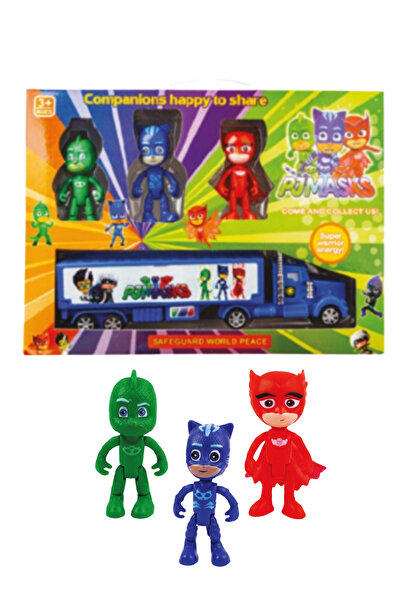 Boratila Toys Pijamaskeli Temalı Kahramanlar Tır Seti - 3 Figürlü Oyuncak Kam...