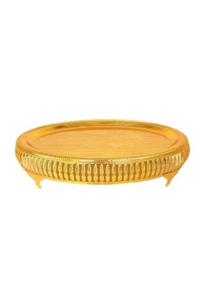 AZOZ MERCHLY Living Oval Gold Iron Tray 38x27cm