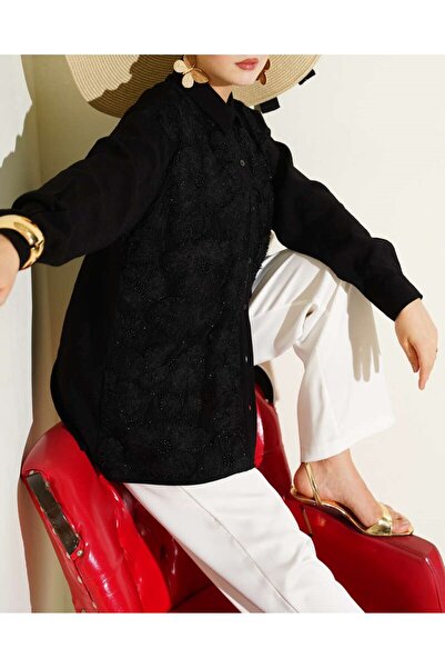 Burcia Tulle Floral Stone Embellished Shirt