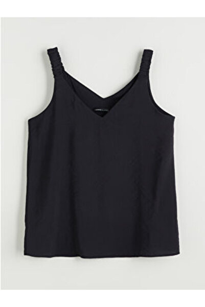 LC Waikiki Modanova Sezon Black V-Neck Strappy Modal Blended Blouse