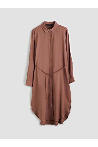 LC Waikiki Modanova Sezon Claret Red Textured Oversized Women's Shirt Tunic