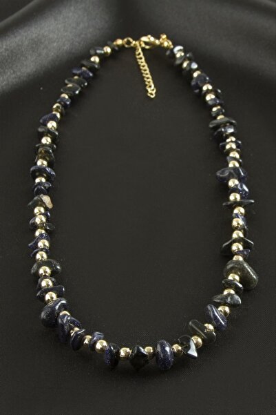ZERO LAND Storozal Dark Blue Star Cracked Natural Stone Necklace (63411) - Da...