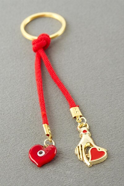 ZERO LAND Storozal Heart Glass Drawstring Keychain (62116) - Red