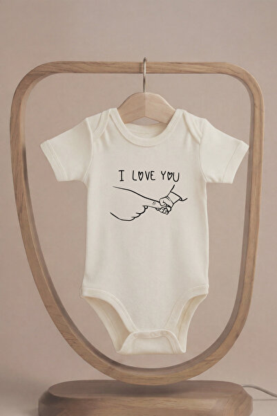 LilJoy بدلة أطفال عضوية 100% من القطن مطبوع عليها عبارة I Love You بأكمام قصي...