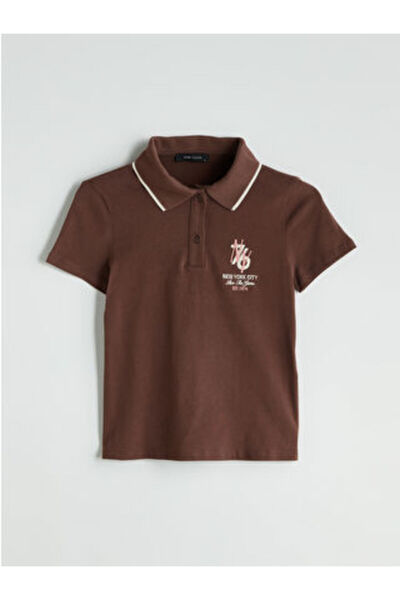 LC Waikiki MODANOVA SEZONA Smeđa polo majica Vezena za žene