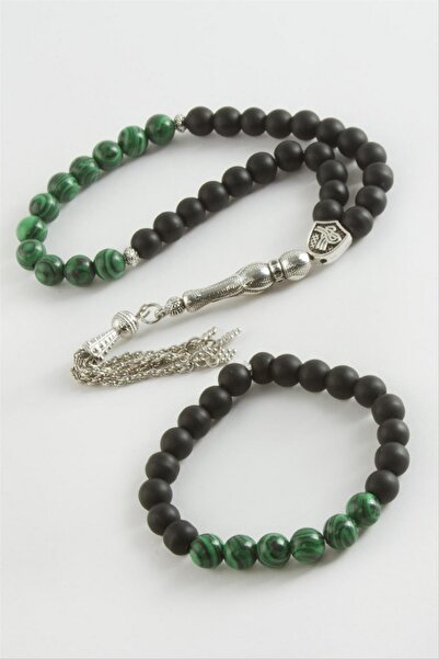 ZERO LAND مجموعة أساور التسبيح من ستوروزال مالاهيت-أونيكس 8 مم (63006) - أخضر