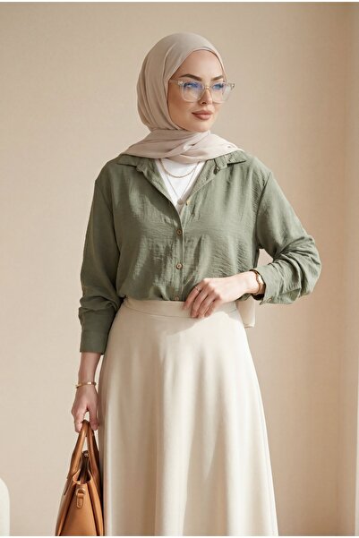 Modamorfo Imported Lycra Crepe Flared Skirt with Elastic Waist - Beige