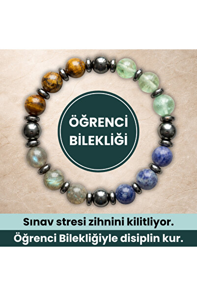 Aurazen Jewelry Öğrenci Bilekliği – Sınav Stresi İçin Doğal Taş + Başarı & Ko...