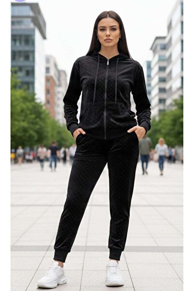 ihaoo Women's Velvet tracksuit with pebbles