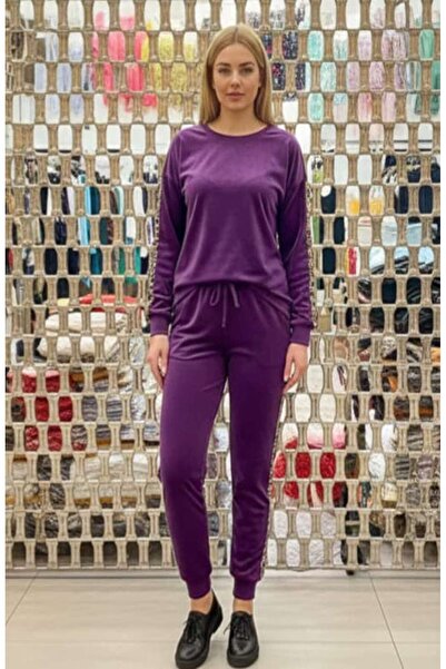 ihaoo Women's Velvet suit with Striped