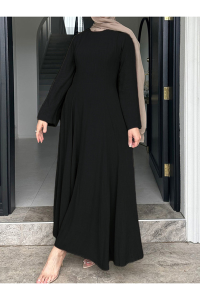 Take Two By Styli Black Long Sleeve A-Line Maxi Dress