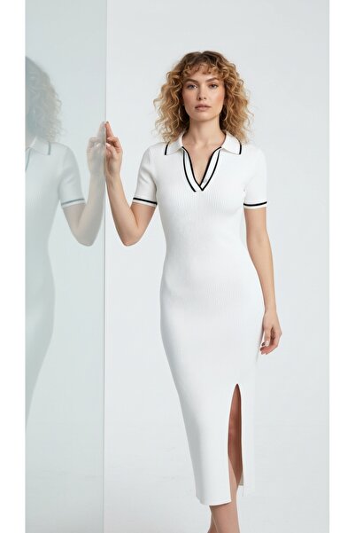 ESBAPGİYİM MONACO POLO YAKA FİTİLLİ TRİKO ELBISE