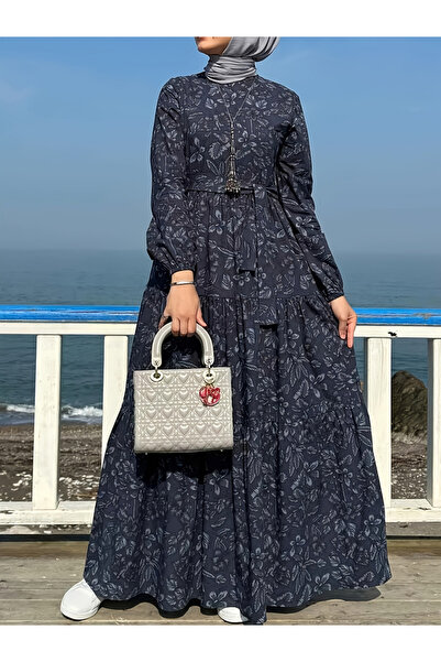 Take Two By Styli Floral Printed Belted Long Sleeve Tiered Jalabiya