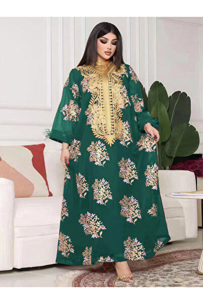 Take Two By Styli Women Green Embroidered A-Line Jalabiya
