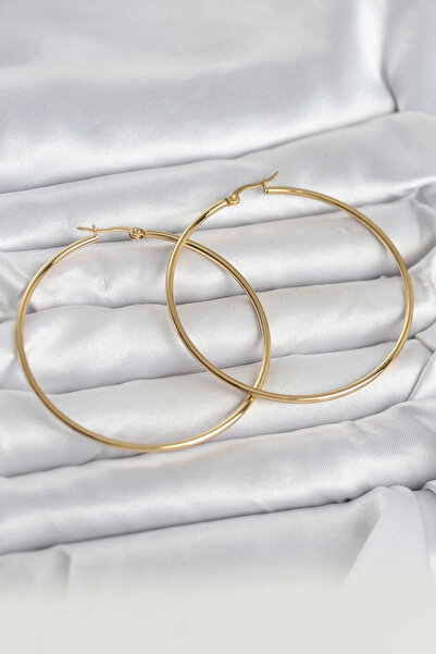 shopwave 316L Steel Gold Color 60 mm Hoop Women's Earrings