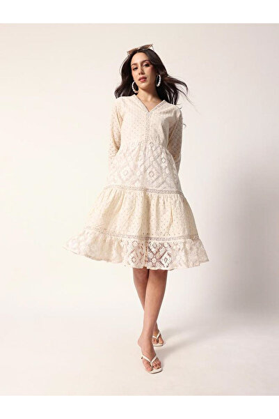 Ishin By Styli Ishin women White Cotton Dress