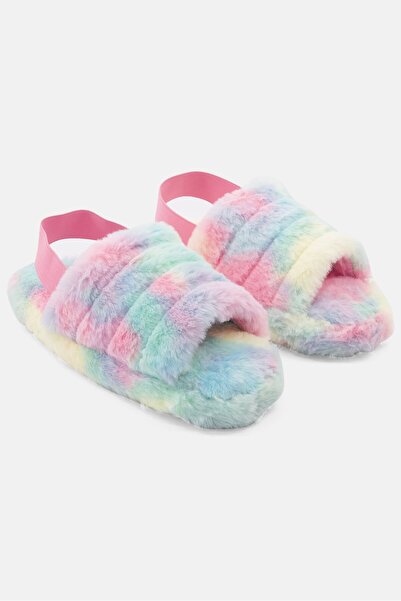 Don't Call Me Jennyfer Women Faux Fur Sling Back Slipper, Pink Combo