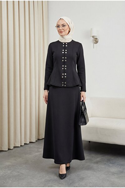 Modamorfo Costum de scuba cu închidere dublă cu capse în față și fustă cu vol...