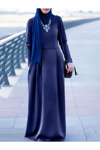 Take Two By Styli Blue Pleated Long Sleeve Maxi Dress