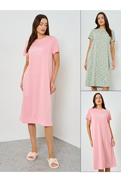 Styli Pack of 2 - Graphic Printed T-Shirt Dress