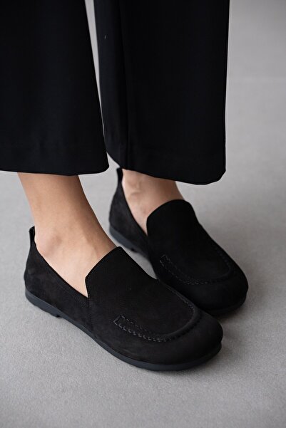 selin shoes Γυναικεία παπούτσια Elvain από γνήσιο δέρμα με αμβλύ μύτη - ΜΑΥΡΟ...