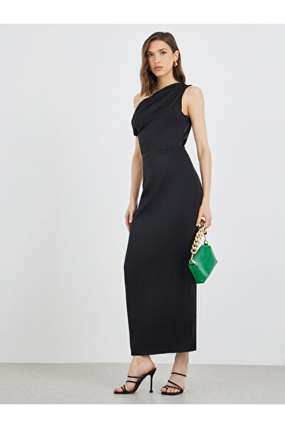 YouYan By Styli Solid One Shoulder Bodycon Maxi Dress