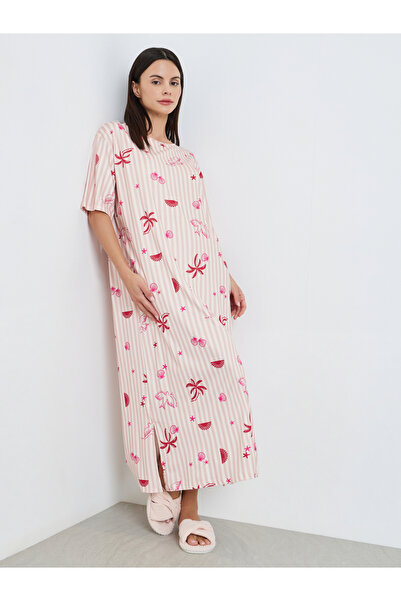 Styli Pink All Over Print Sleep T-Shirt Dress