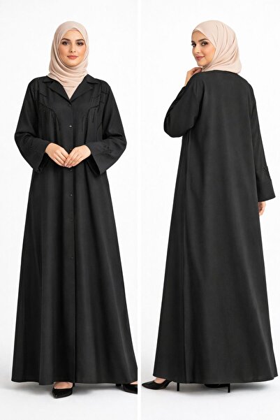 Misk couture Black Abaya with hand made work on sholder