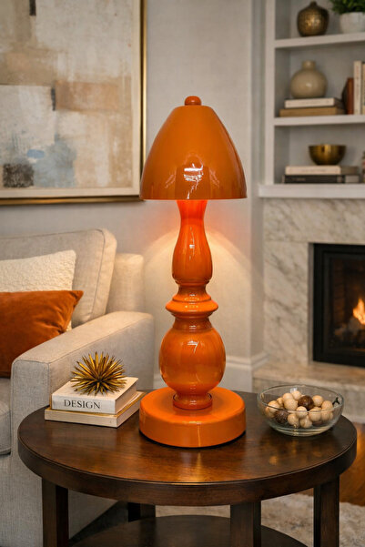 Natiorj Casi Pilli Turuncu Model Masa Lambası Cafe Salon Yatak Odası Şık Proj...