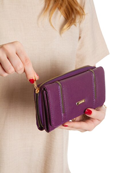 Newish Women's Vegan Leather Wallet with Phone Compartment and Card Holder