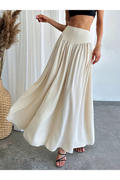 Take Two By Styli White Mid Rise A-Line Maxi Skirt