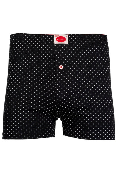 KAİZEN 3-pack men's black boxer shorts with a star design, 100% Cotton