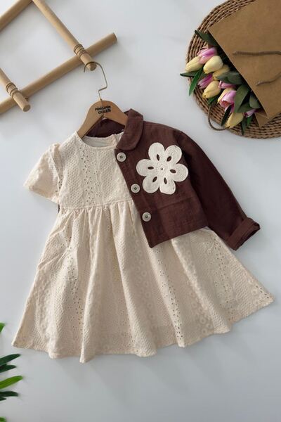 Minigimin Cicileri Miniğimin Cicileri Çiçek Aplikeli Ceketli Fisto Elbiseli K...